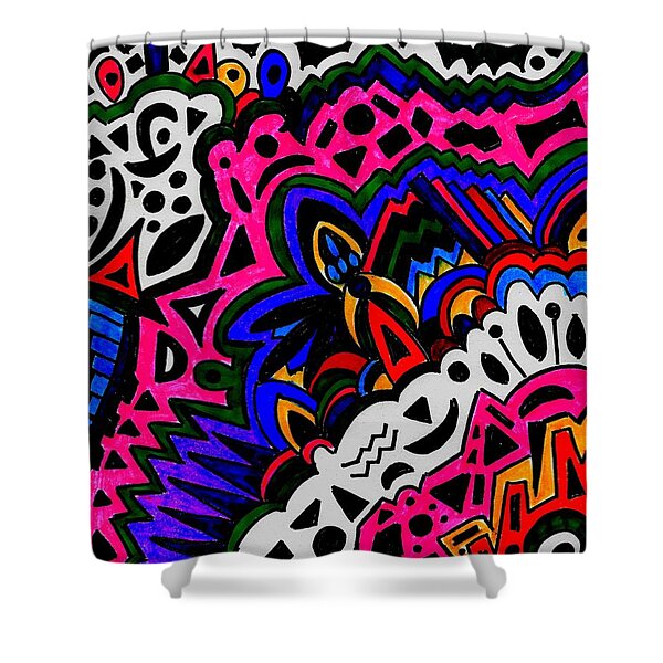 Aliens and Pop Artists Shower Curtain by WBK