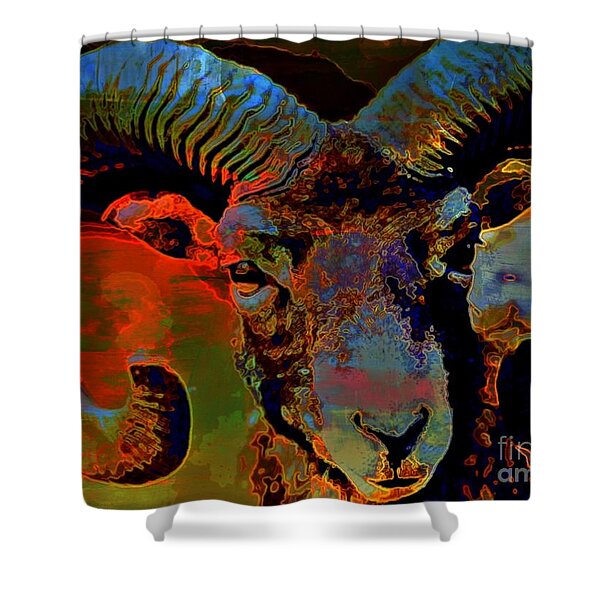 Aries, The Ram Shower Curtain by WBK