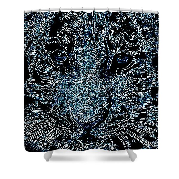 Blue Tiger Shower Curtain by WBK