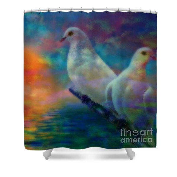 Doves On The Water Shower Curtain by WBK