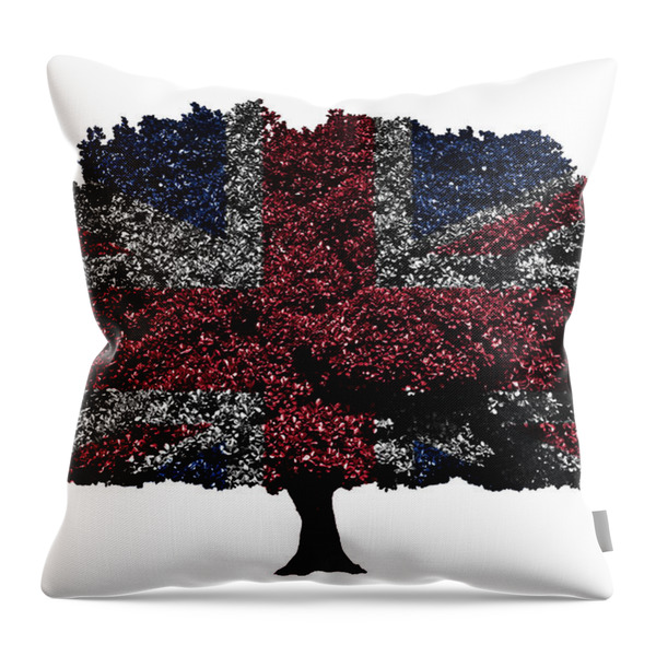 British Flag Throw Pillows - UK flag tree Throw Pillow by Image World