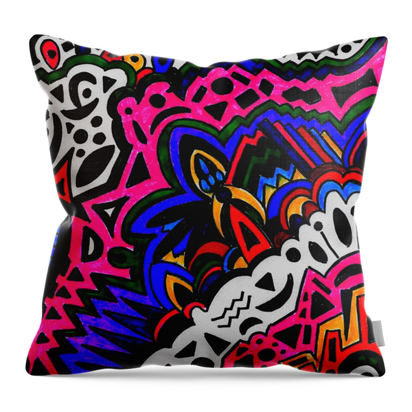 Aliens and Pop Artists Throw Pillow by WBK