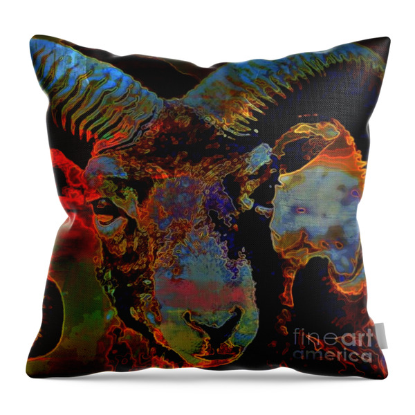 Aries, The Ram Throw Pillow by WBK