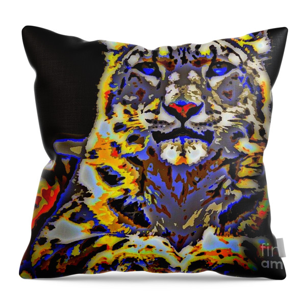 Carlos, The Snow Leopard Throw Pillow by WBK
