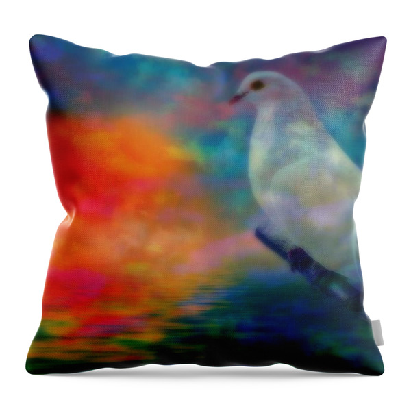 Doves On The Water Throw Pillow by WBK