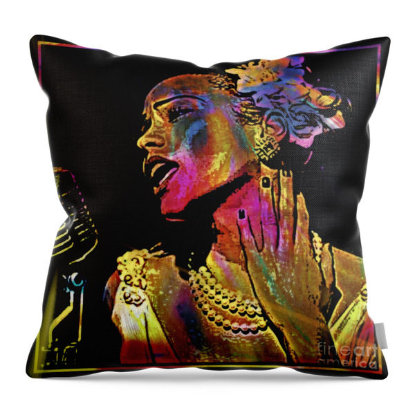 Lady Sings The Blues Throw Pillow by WBK