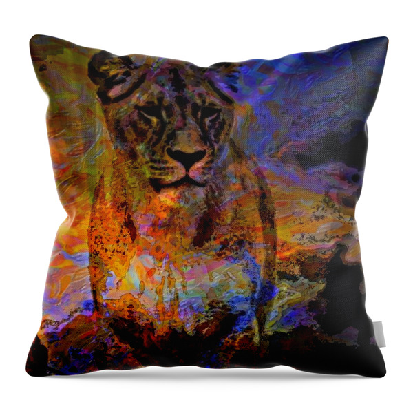 Lion On The Mesa Throw Pillow by WBK