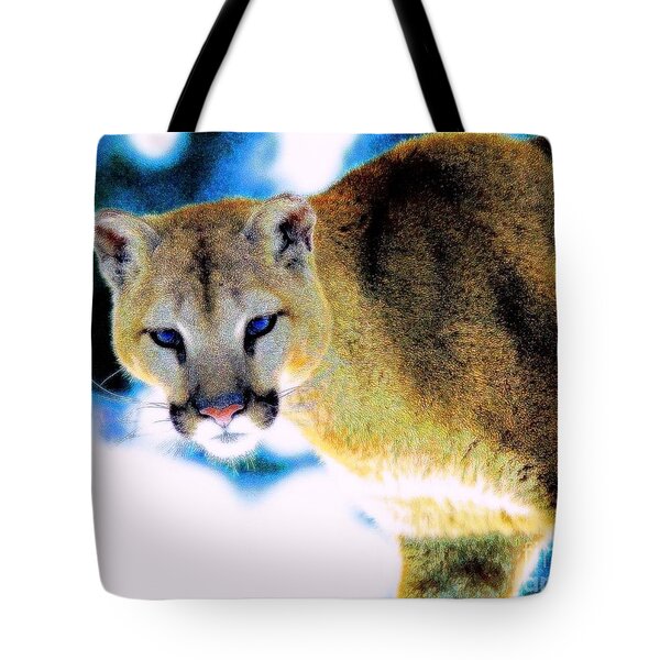 A Cougar In Winter Tote Bag by Wbk
