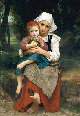 William-adolphe Bouguereau Painting - Breton Brother And Sister by William-Adolphe Bouguereau