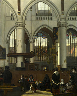 Amsterdam Painting - The Interior Of The Oude Kerk. Amsterdam by Emanuel de Witte