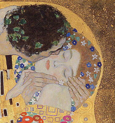 Kiss Painting - The Kiss Detail by Gustav Klimt