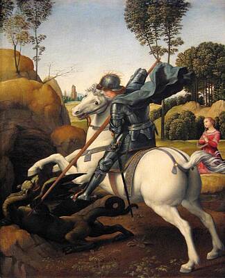 Dragon Painting - Saint George And The Dragon by Raphael