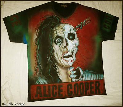 Mixed Media - Alice Cooper Airbrushed T-shirt by <b>Danielle Vergne</b> - alice-cooper-airbrushed-t-shirt-danielle-vergne