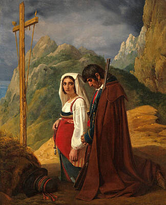 Leopold Robert Painting - Brigand And His Wife In Prayer by Leopold Robert