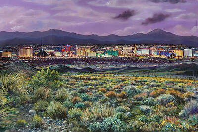 Las Vegas Strip Painting - Bright Lights City.... by Raymond Sipos
