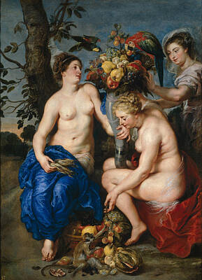 Frans Snyders Painting - Ceres With Two Nymphs by Peter Paul Rubens and Frans Snyders