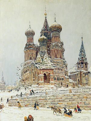 Dubovskoy Painting - Church Of St. Basil In Moscow by Nikolay Dubovskoy