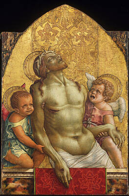 Angel Painting - Dead Christ Supported By Two Angels by Carlo Crivelli