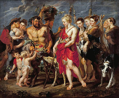 Frans Snyders Painting - Diana Returning From Hunt by Peter Paul Rubens and Frans Snyders