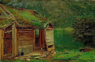 Amaldus Nielsen Painting - Farmhouse At Balestrand by Amaldus Nielsen