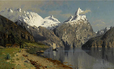 Norway Painting - Fjord Landscape by Adelsteen Normann