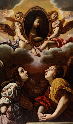 Angel Painting - Flying And Adoring Angels by Domenico Fetti