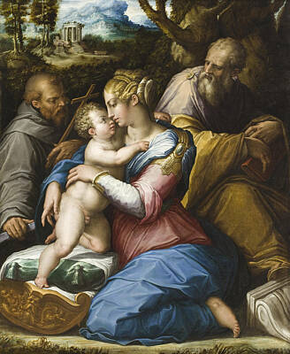 Giorgio Vasari Painting - Holy Family With Saint Francis In A Landscape by Giorgio Vasari