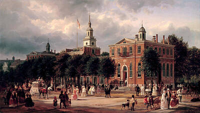 Philadelphia Painting - Independence Hall In Philadelphia by Ferdinand Richardt