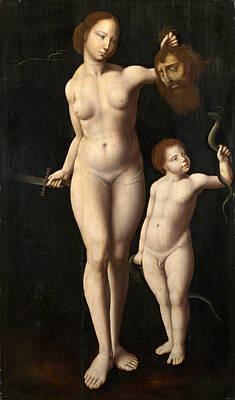 Judith Painting - Judith And The Infant Hercules by Master of the Mansi Magdalen