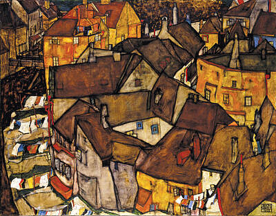 Egon Schiele Painting - Krumau - Crescent Of Houses. The Small City V by Egon Schiele