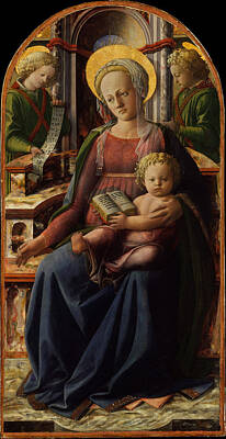 Angel Painting - Madonna And Child Enthroned With Two Angels by Fra Filippo Lippi