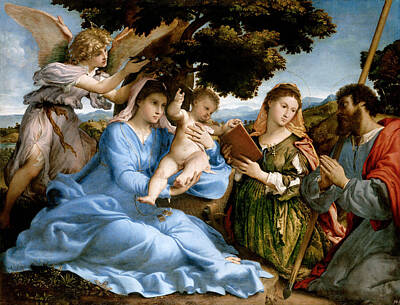 Angel Painting - Madonna And Child With Saints Catherine And Thomas by Lorenzo Lotto