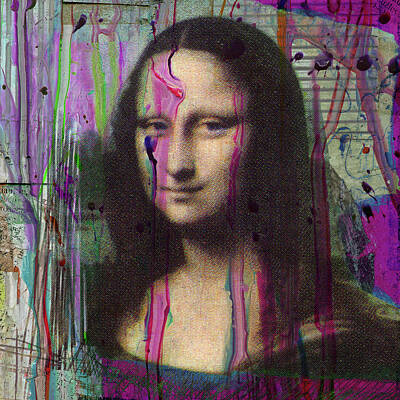 Mona <b>Lisa Pink</b> Drippings Print by Luz Graphic Studio - mona-lisa-pink-drippings-luz-graphic-studio