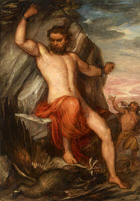 Carl Rahl Painting - Prometheus Forged To The Rock by Carl Rahl