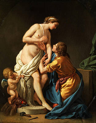 Galatea Painting - Pygmalion And Galatea by Louis-Jean-Francois Lagrenee