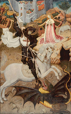 Dragon Painting - Saint George Killing The Dragon by Bernat Martorell