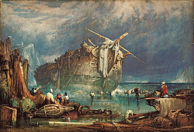 Samuel Prout Painting - Salving From The Wreck by Samuel Prout