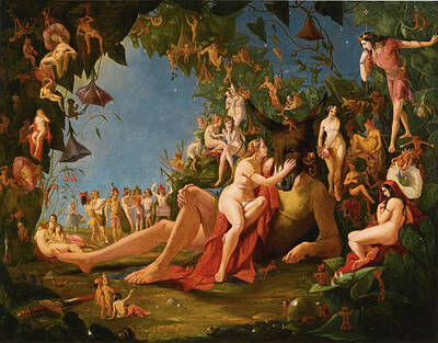 Dream Painting - Scene From Midsummer Night's Dream. Come Sit Thee Down Upon This Flowery Bed by William John Montaigne