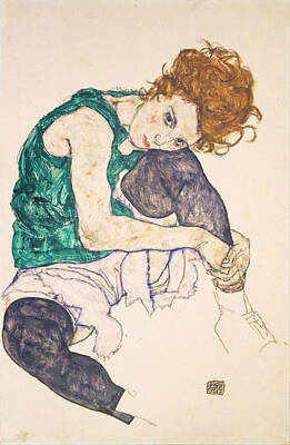 Egon Schiele Painting - Seated Woman With Legs Drawn Up. Adele Herms by Egon Schiele