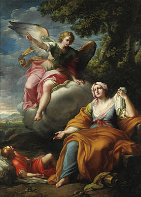 Angel Painting - The Angel With Hagar And Ishmael by Placido Costanzi