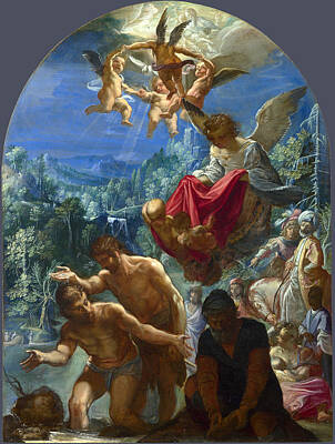 Angel Painting - The Baptism Of Christ by Adam Elsheimer