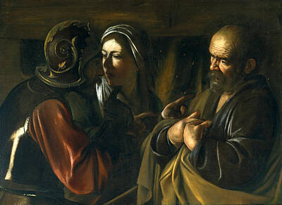 Caravaggio Painting - The Denial Of Saint Peter by Caravaggio
