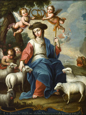 Miguel Cabrera Painting - The Divine Shepherdess by Miguel Cabrera