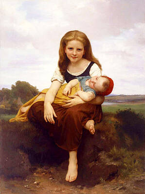 William-adolphe Bouguereau Painting - The Elder Sister by William-Adolphe Bouguereau