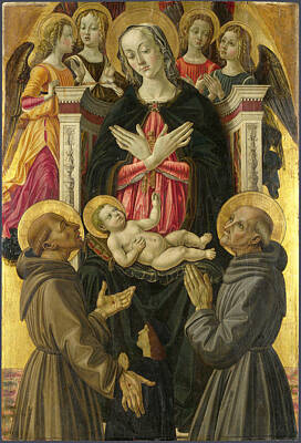 Angel Painting - The Virgin And Child With Saints Angels And A Donor by Bartolomeo Caporali