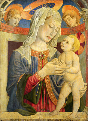 Angel Painting - The Virgin And Child With Two Angels by Giovanni Francesco da Rimini