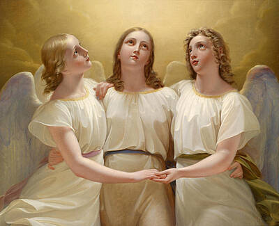 Angel Painting - Three Guardian Angels by Franz Kadlik