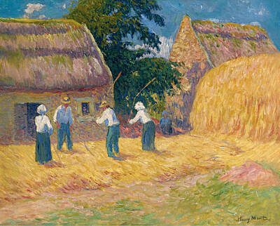 Henry Moret Painting - Threshing Of Grain by Henry Moret
