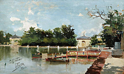 Madrid Painting - View Of The Jetty In The Retiro Gardens. Madrid by Joaquin Sorolla y Bastida