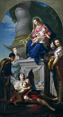Giambettino Cignaroli Painting - Virgin With Child And Saints by Giambettino Cignaroli